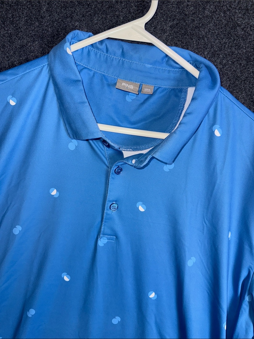 PING Blue Men's Polo with Small Dot Motif